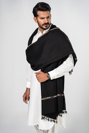 Brandy Wear Speical Men's Winter Pashmina Woolen Shawl - (Black) - JS-01